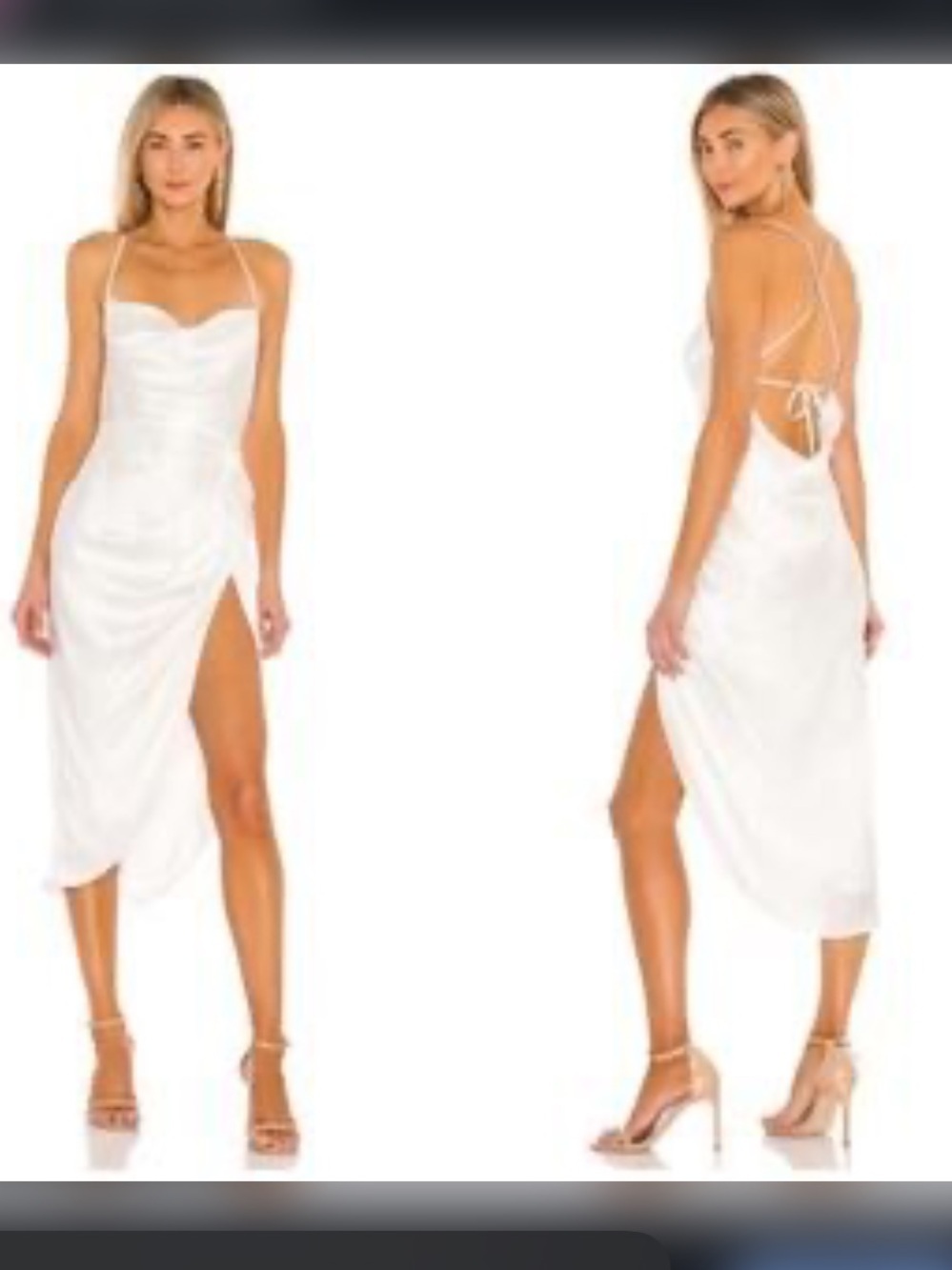 Amanda Uprichard x REVOLVE Jasalina Ivory Silk Open Back Midi Dress Size L